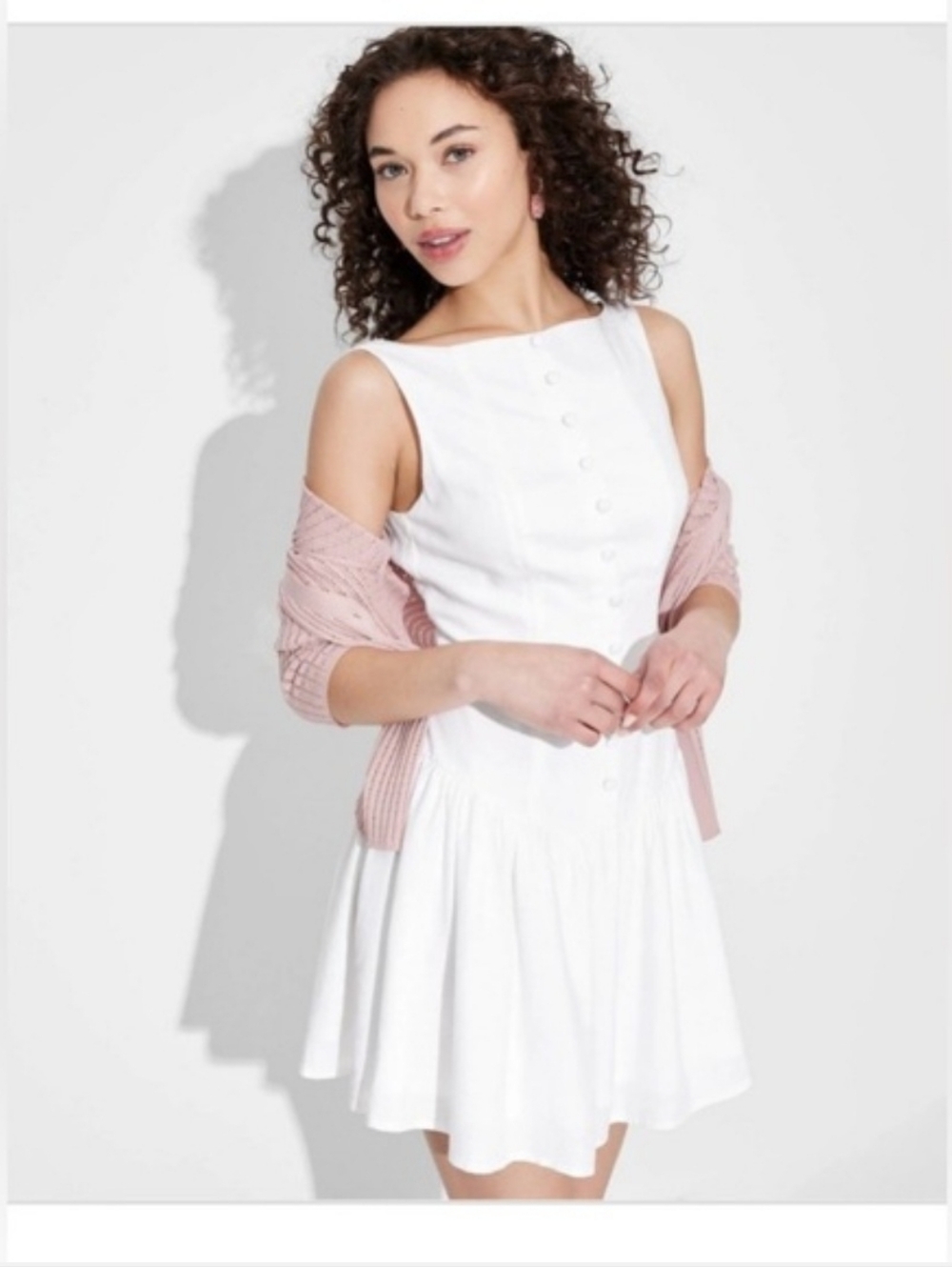 NWT Wild Fable White Button-Front Mini Dress